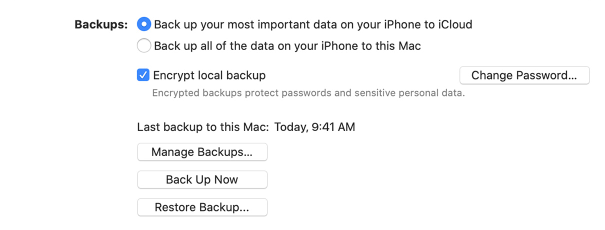 Apple Itunes Backup with encryption
