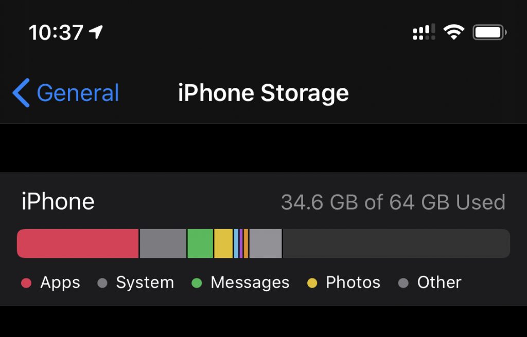 Apple iPhone storage full system issue